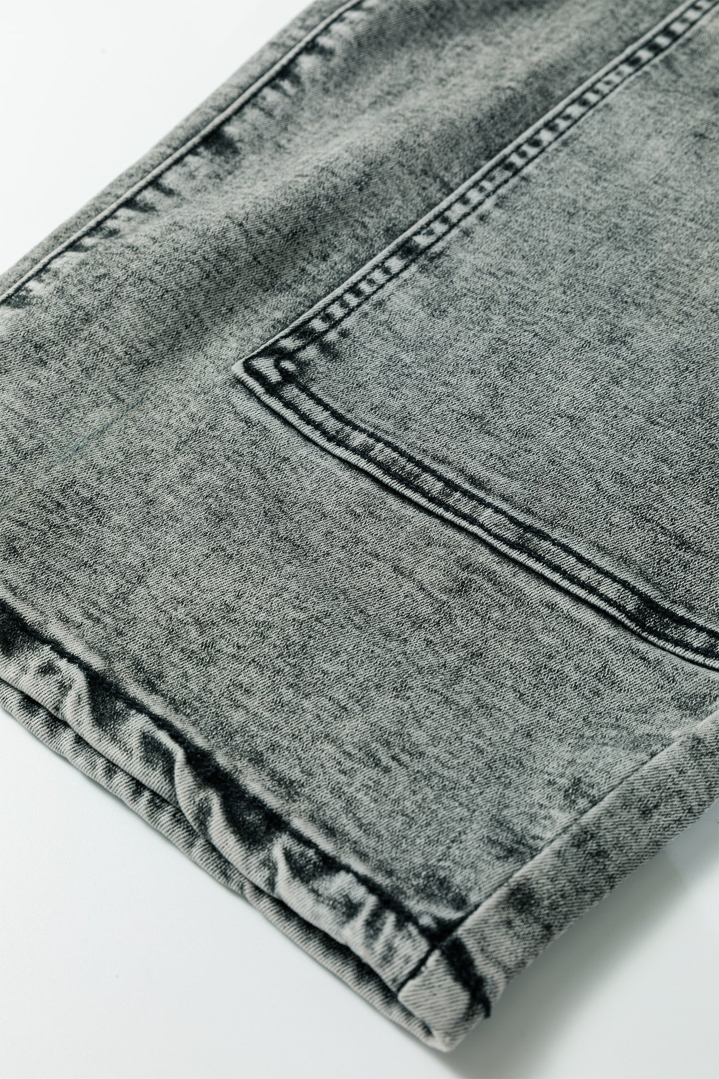 Gray or Taupe - Acid Wash Barrel Fit Denim Pants