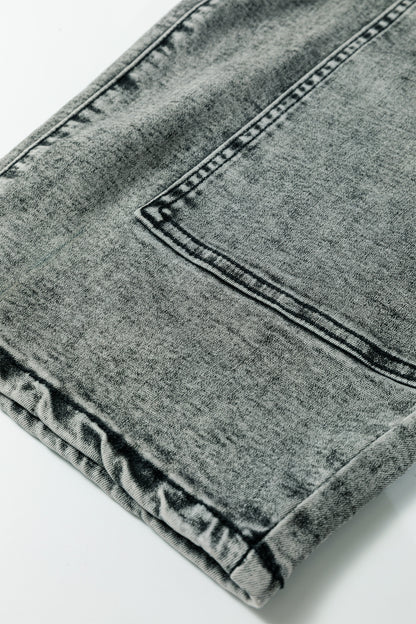 Gray or Taupe - Acid Wash Barrel Fit Denim Pants