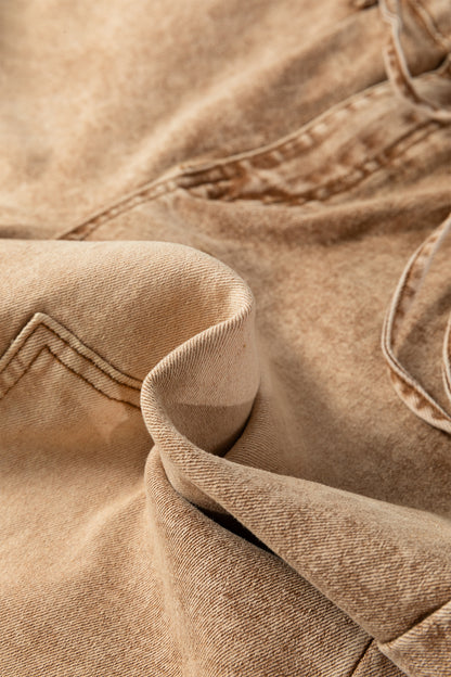 Gray or Taupe - Acid Wash Barrel Fit Denim Pants