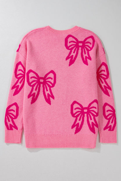 Pink Bow Loose Sweater
