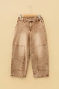 Gray or Taupe - Acid Wash Barrel Fit Denim Pants