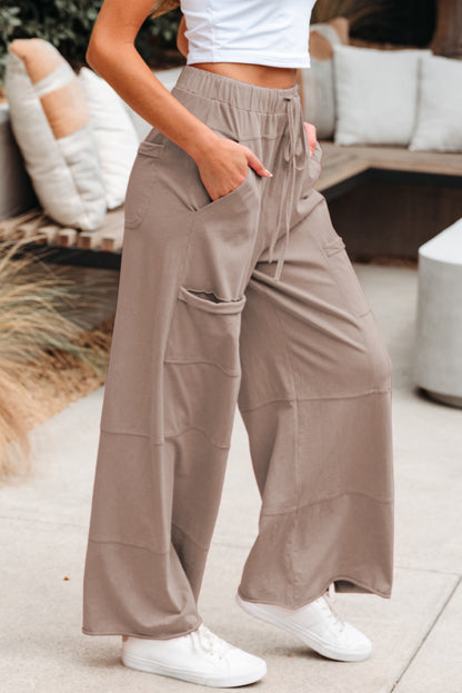 Black, Smoke Grey, Pink or Mint - Mineral Wash Wide Leg Cargo Pants