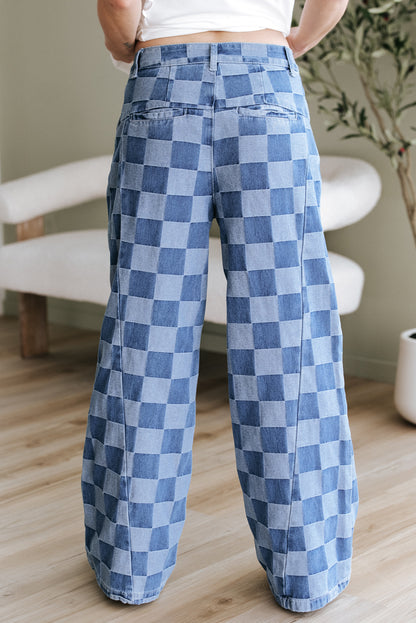 Checked Out Denim Wide Leg Jeans