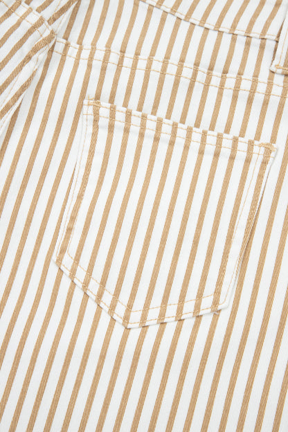 Khaki Stripe Casual Barrel Jeans