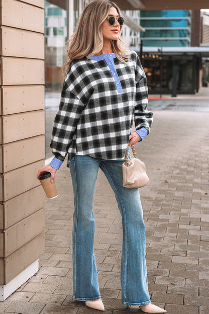 Modern Mix Plaid Blouse