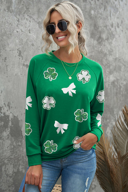 Sequin Bows & Clover Sweatshirt