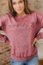 Variety of Colors     saved by grace Embroidered Mineral Wash Sweatshirt
