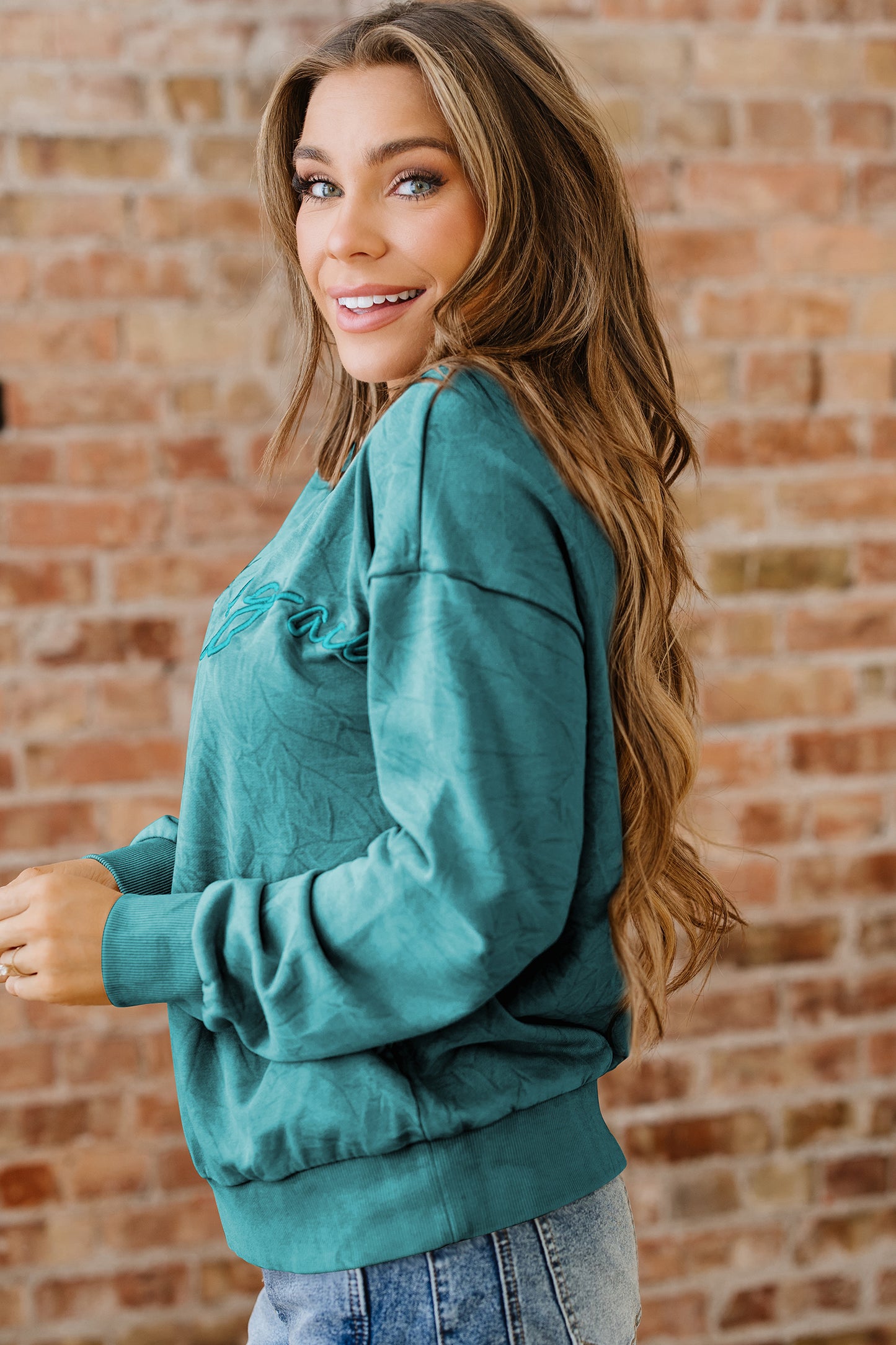 Variety of Colors     saved by grace Embroidered Mineral Wash Sweatshirt