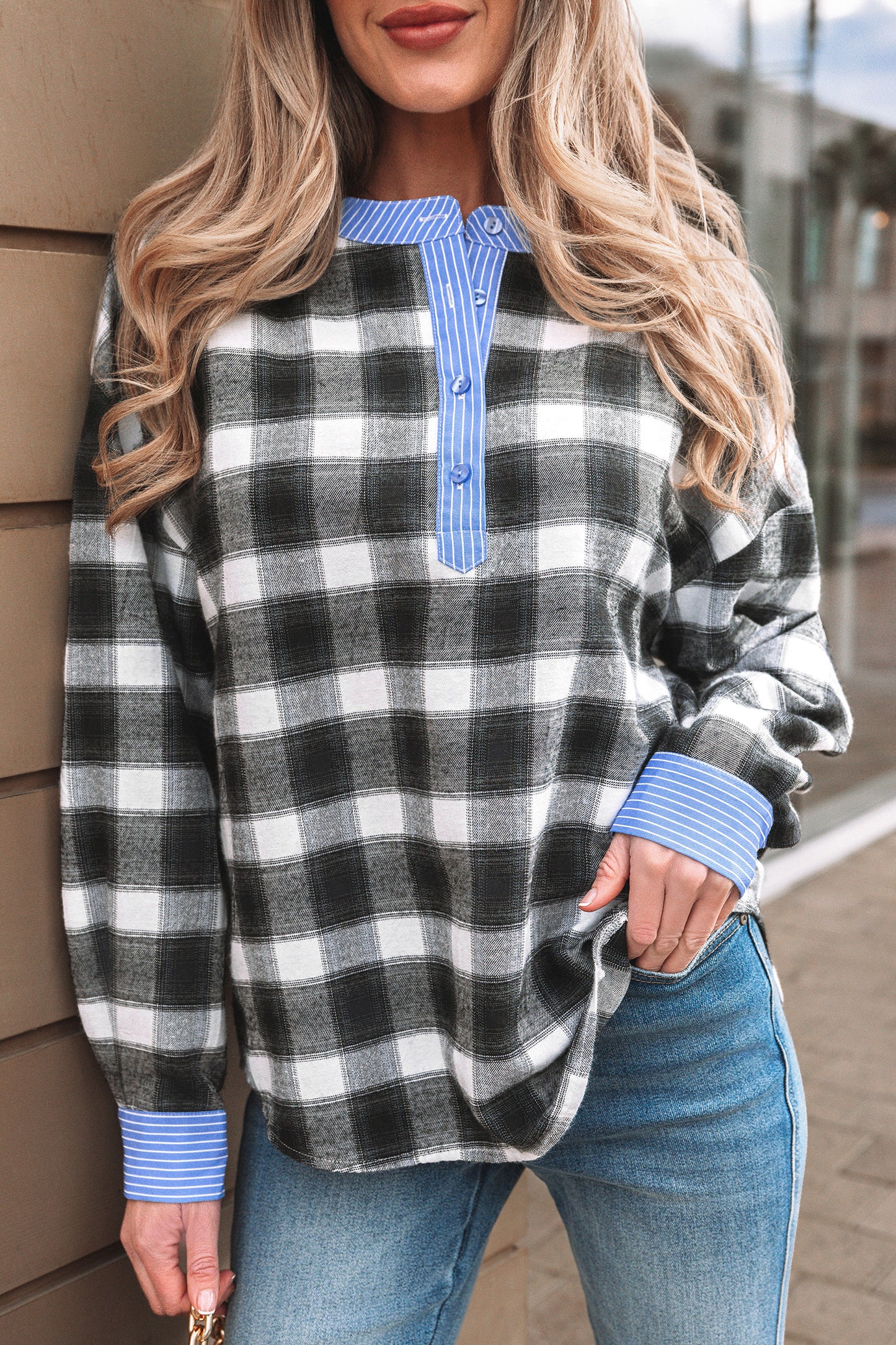 Modern Mix Plaid Blouse