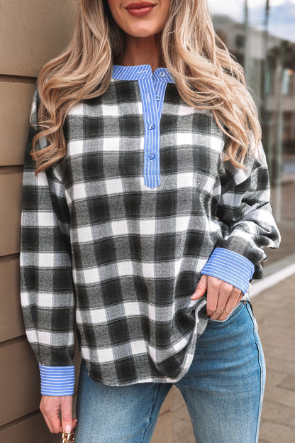 Modern Mix Plaid Blouse