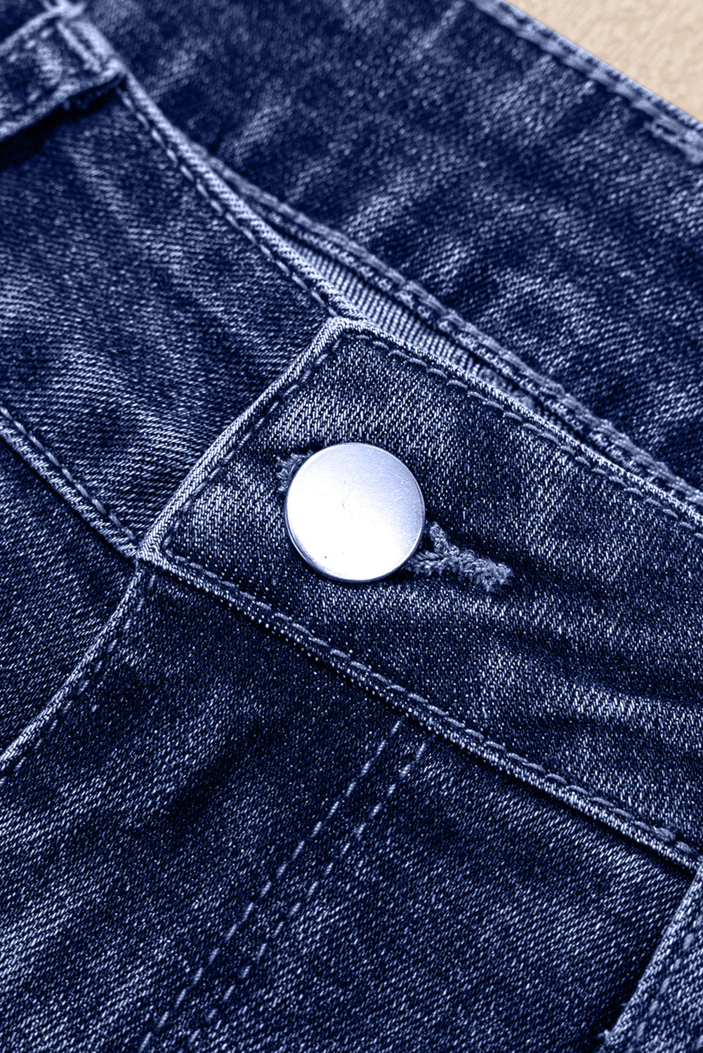 Folded Cuffs Distressed Straight High Waist Jeans