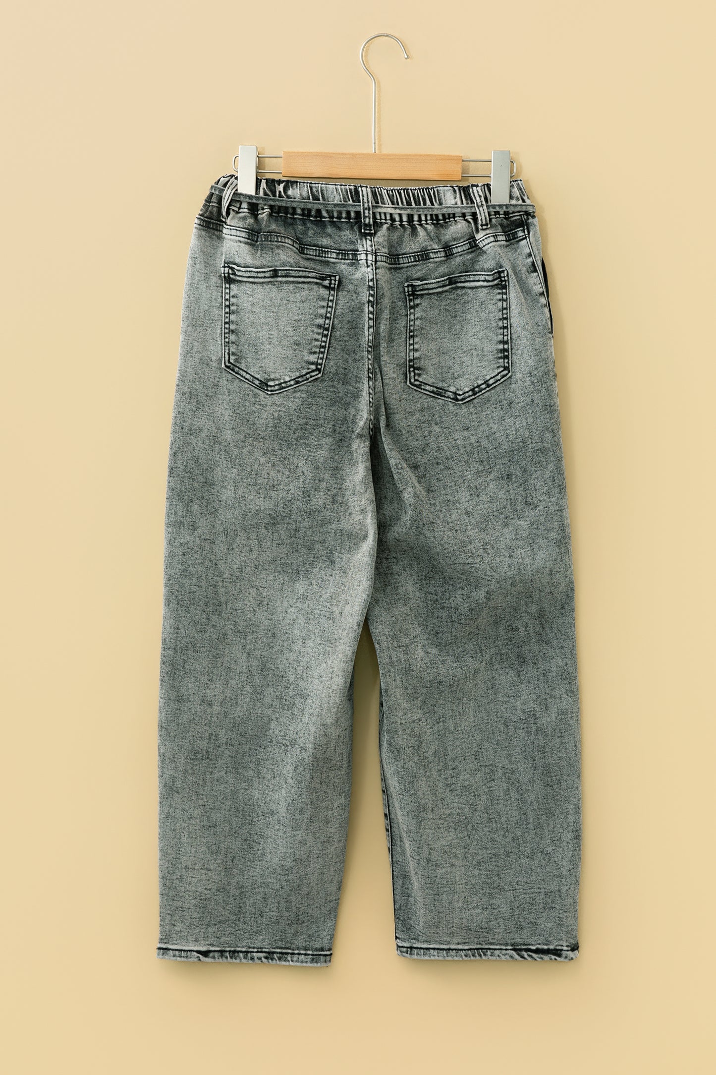 Gray or Taupe - Acid Wash Barrel Fit Denim Pants