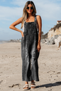 Blue Or Black Distressed Wide Leg Denim Overall