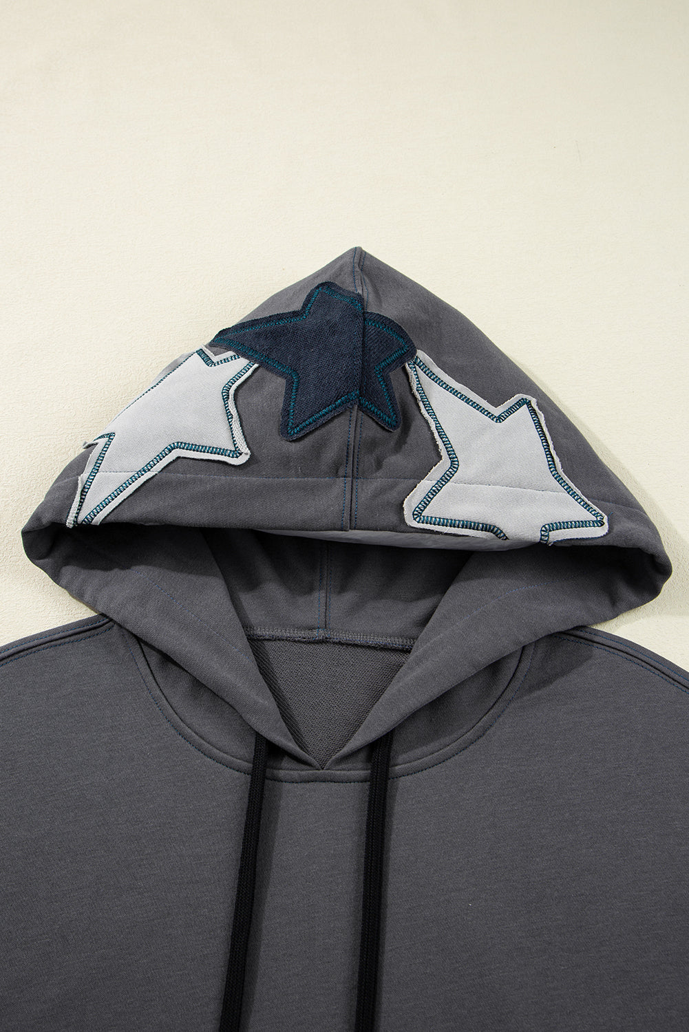 Star Patchwork Contrast Stitching Vintage Hoodie