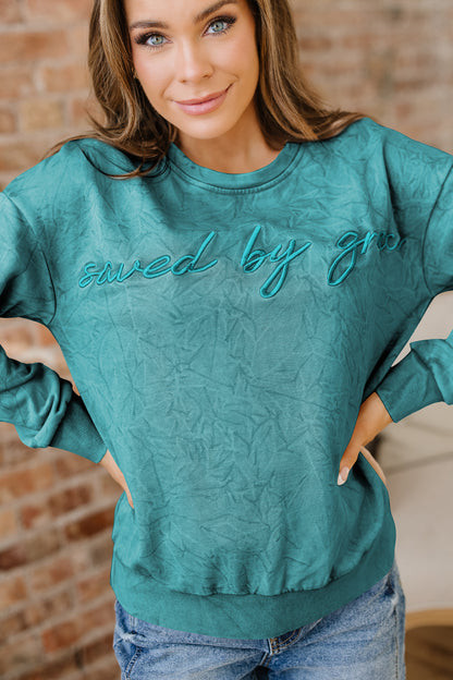 Variety of Colors     saved by grace Embroidered Mineral Wash Sweatshirt