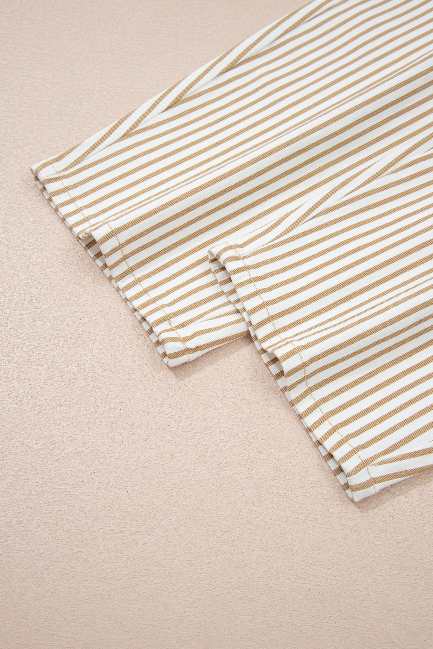 Khaki Stripe Casual Barrel Jeans