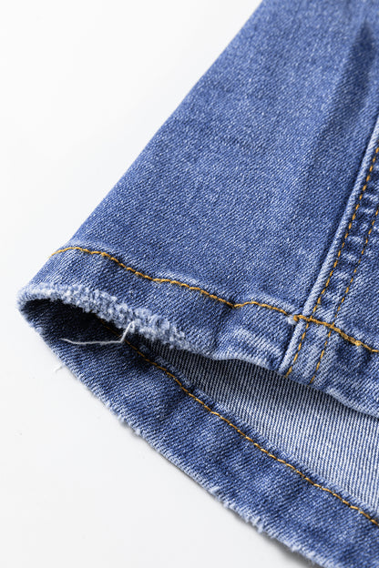 Mid Rise Distressed Sneak Peek Straight Leg Jeans