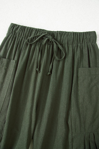 Olive or Black- Barrel Leg Casual Pants