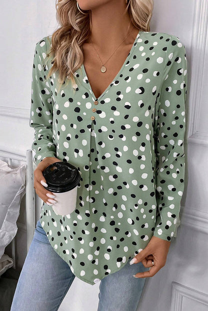 White or Sage - Modern Spot Blouse