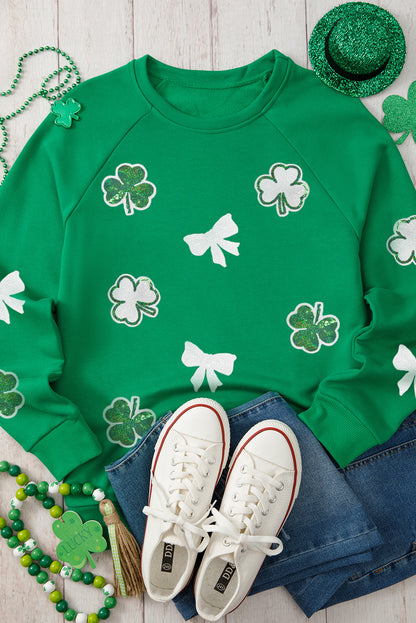 Sequin Bows & Clover Sweatshirt