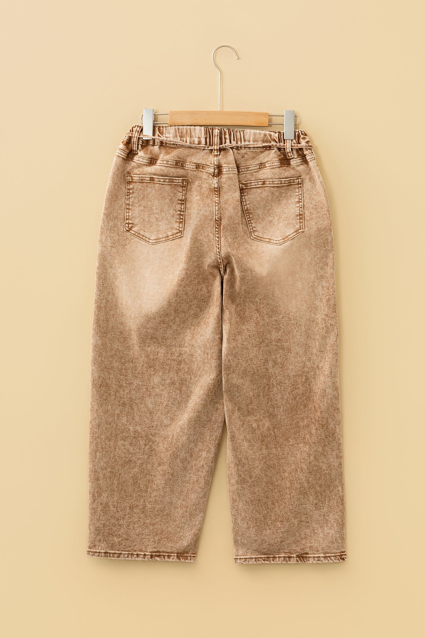 Gray or Taupe - Acid Wash Barrel Fit Denim Pants