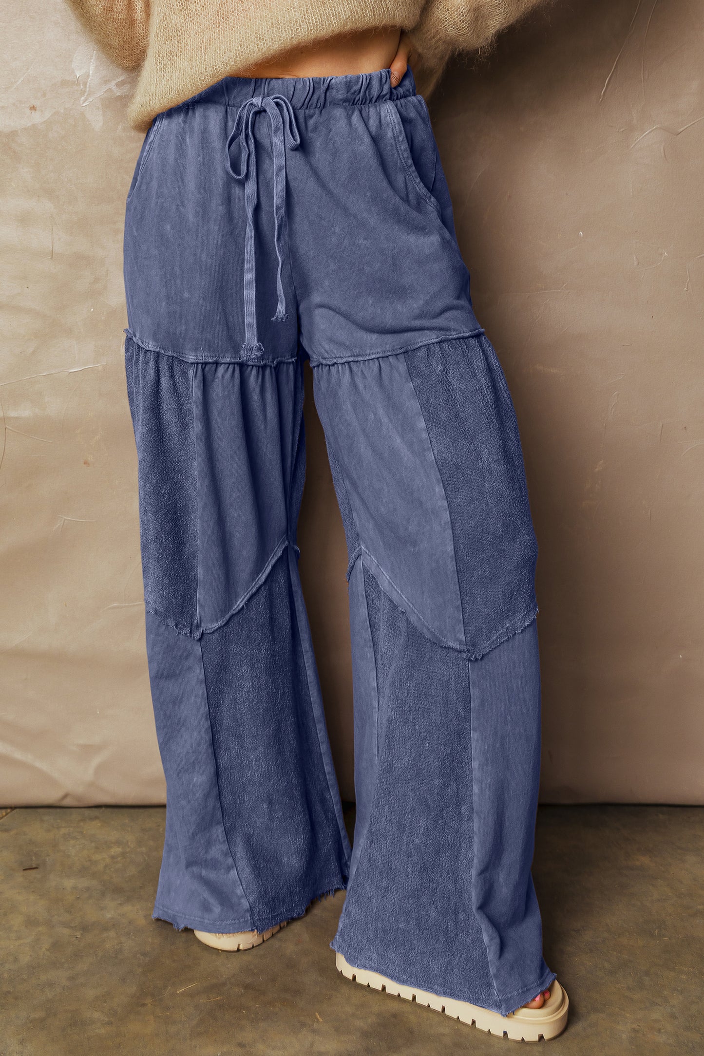 Charcoal, Olive, Rose, Wine, Blue ~ Mineral Wash Tiered Wide Leg Pants
