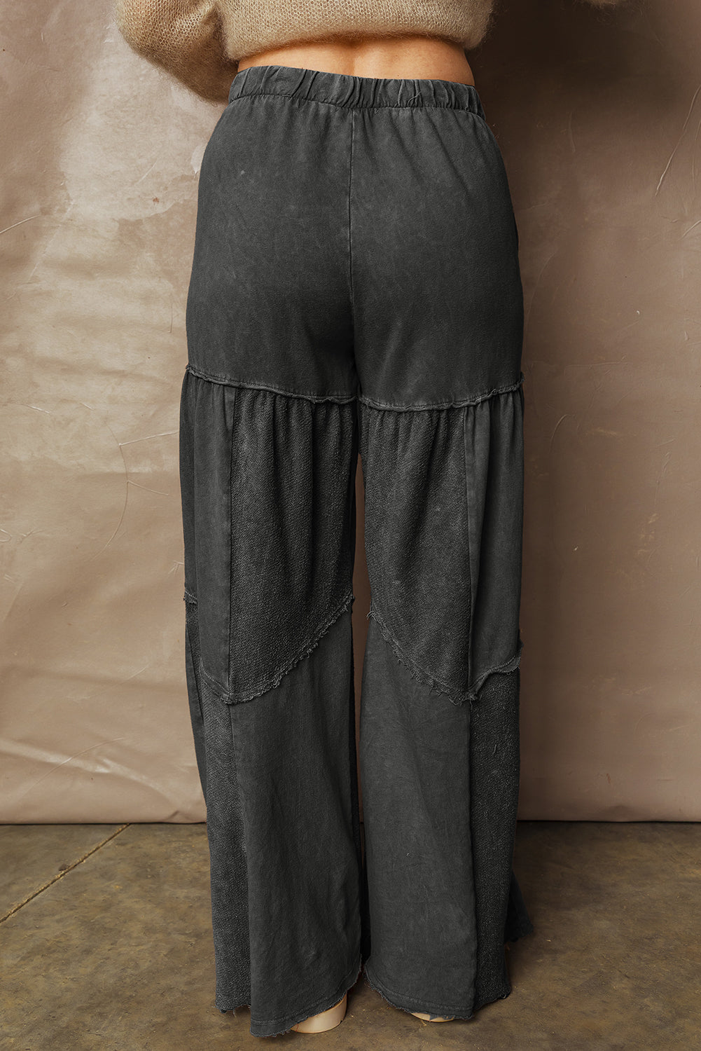 Charcoal, Olive, Rose, Wine, Blue ~ Mineral Wash Tiered Wide Leg Pants