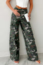 3 Color Options - Camo Denim Cargo Wide Leg Pants
