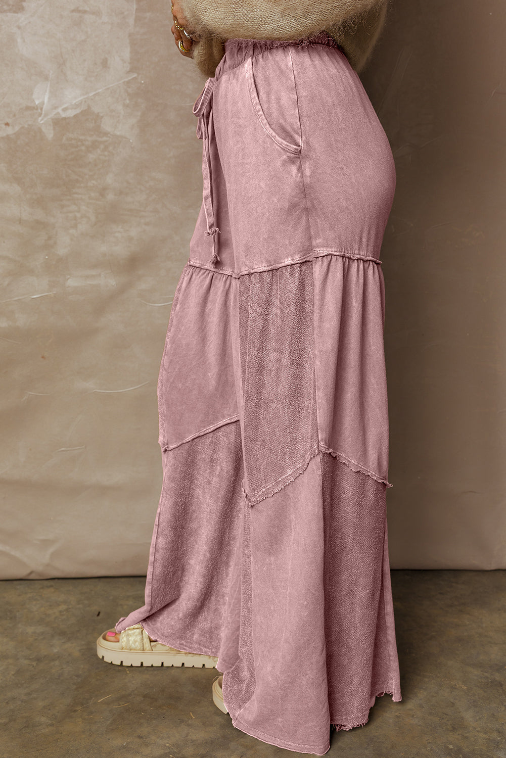 Charcoal, Olive, Rose, Wine, Blue ~ Mineral Wash Tiered Wide Leg Pants