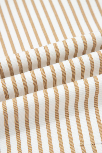 Khaki Stripe Casual Barrel Jeans