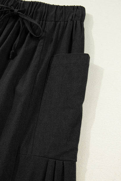 Olive or Black- Barrel Leg Casual Pants