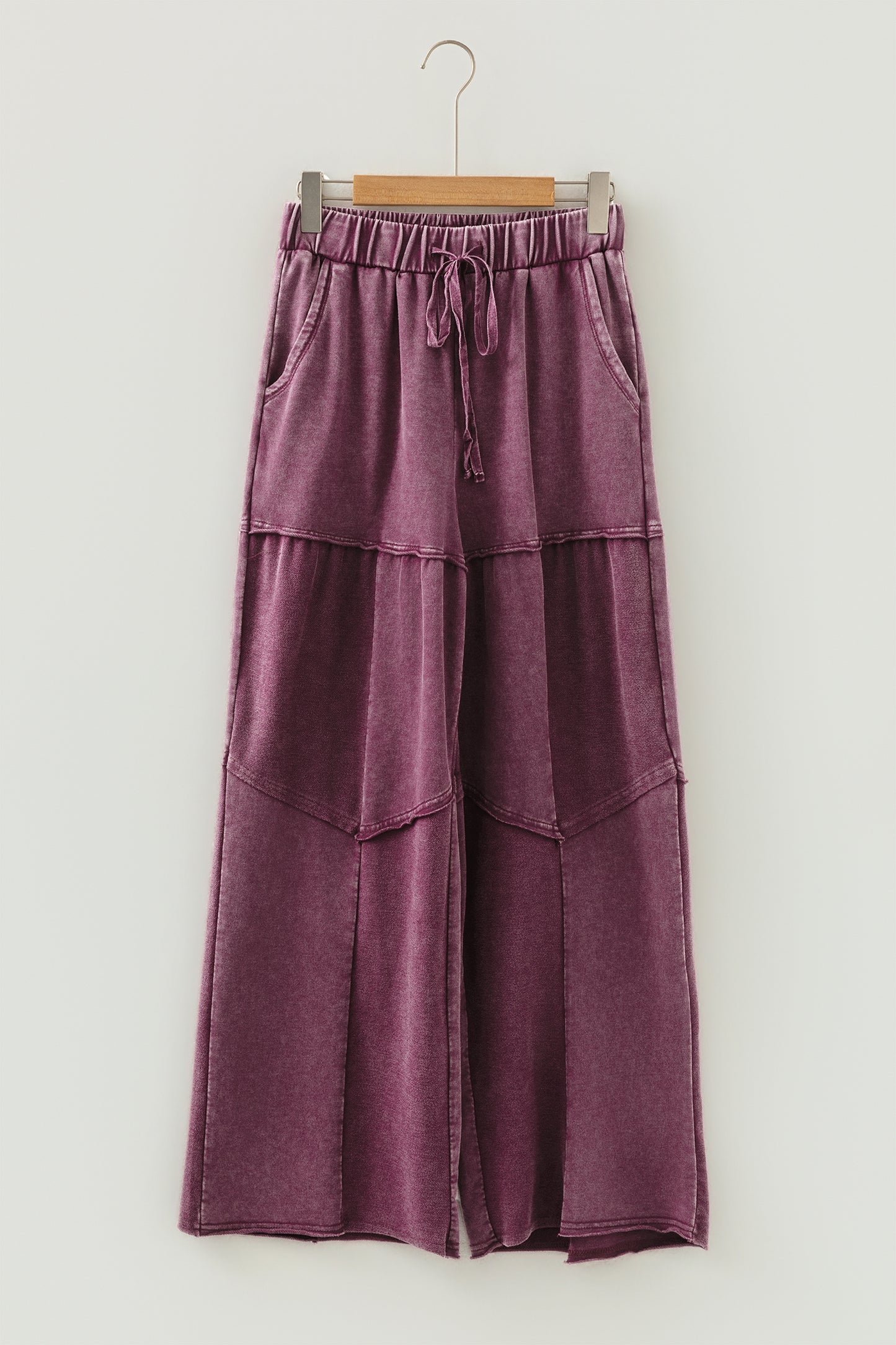 Charcoal, Olive, Rose, Wine, Blue ~ Mineral Wash Tiered Wide Leg Pants