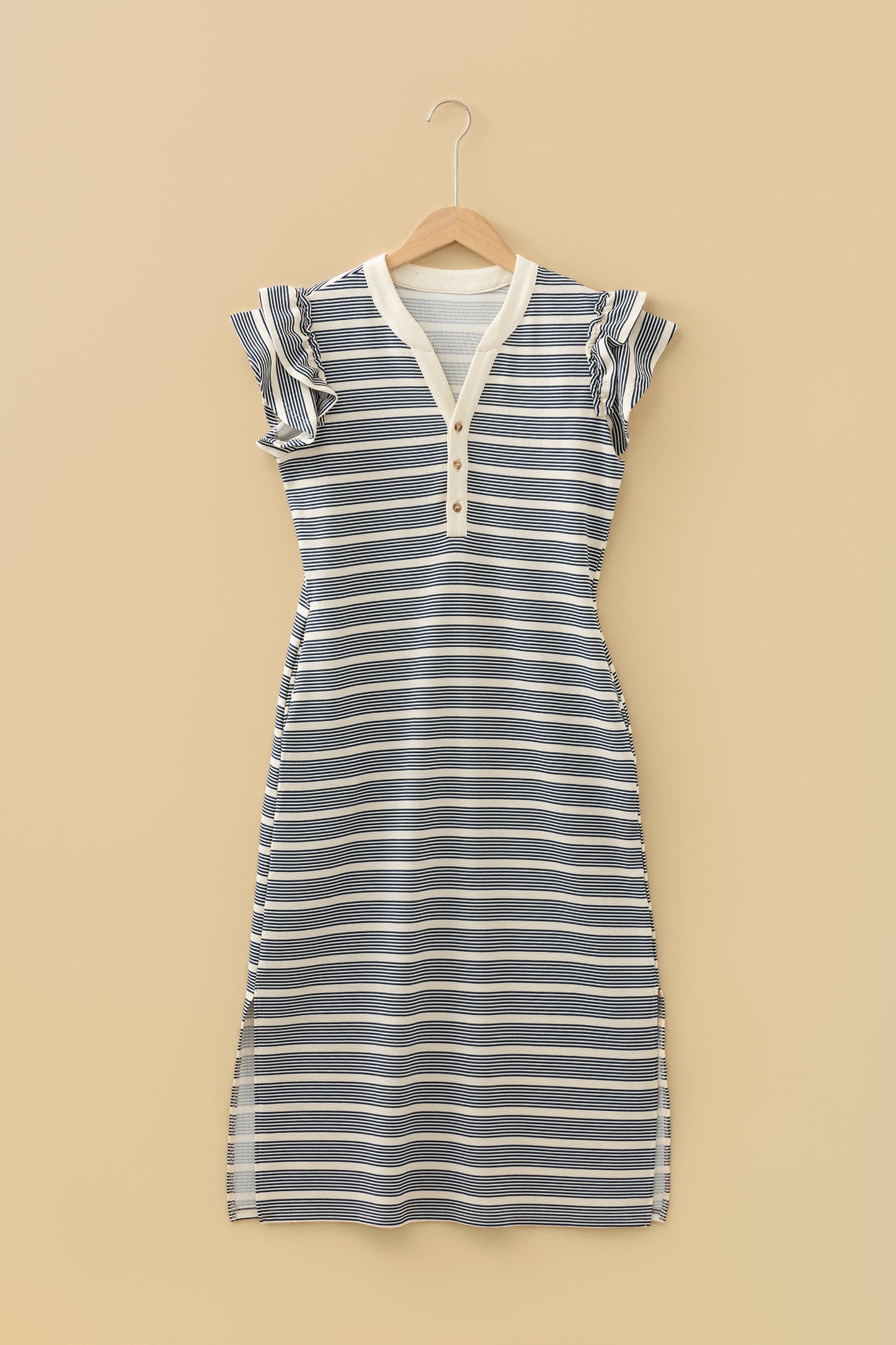 Blue Striped Midi Dress