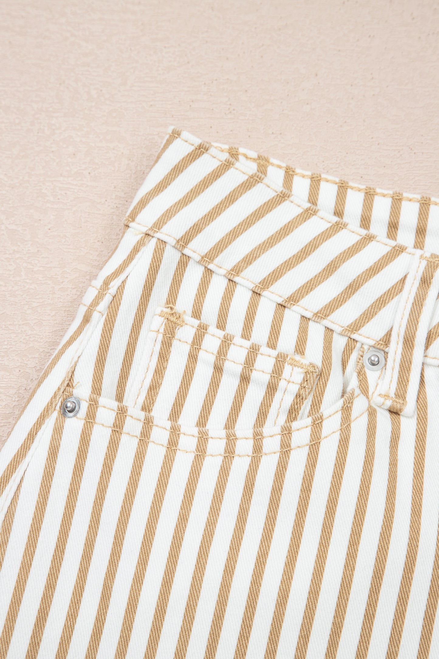 Khaki Stripe Casual Barrel Jeans