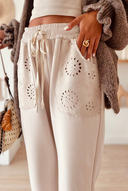 Eyelet Patched Pockets Pants
