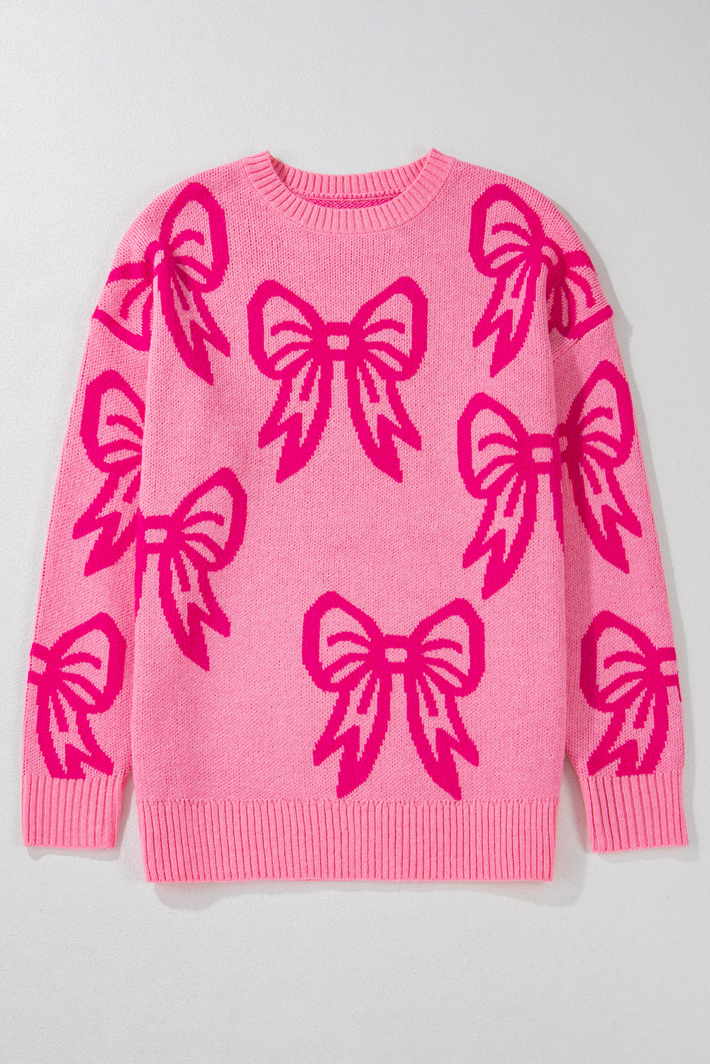 Pink Bow Loose Sweater