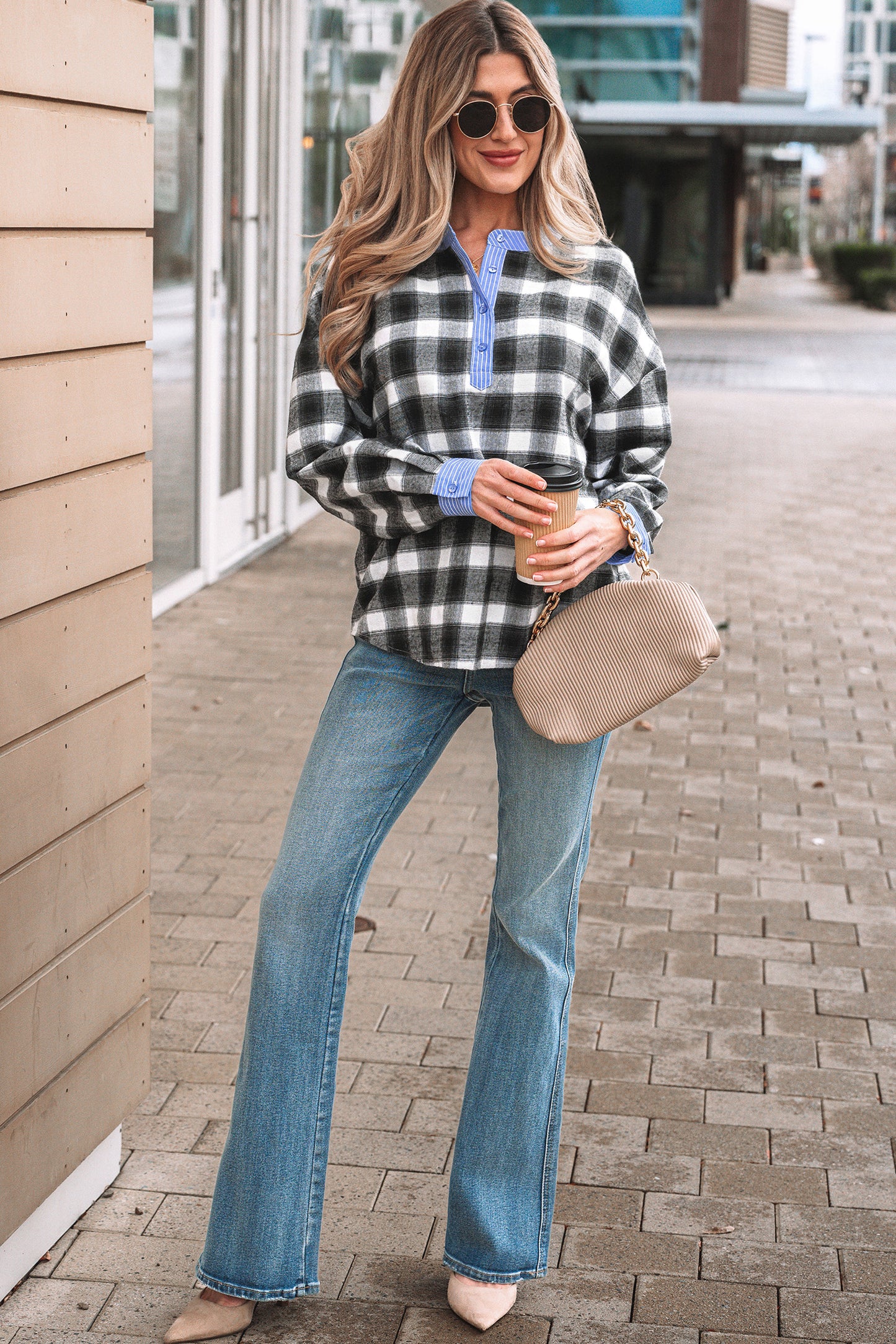 Modern Mix Plaid Blouse