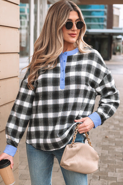 Modern Mix Plaid Blouse