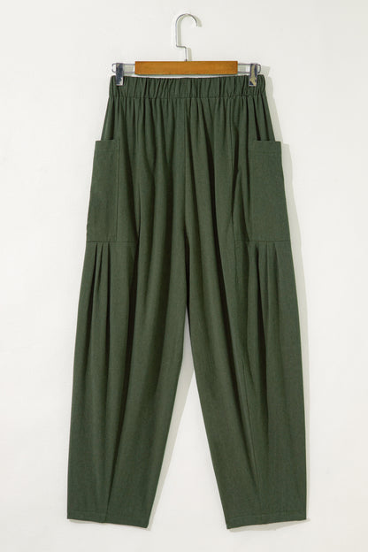 Olive or Black- Barrel Leg Casual Pants