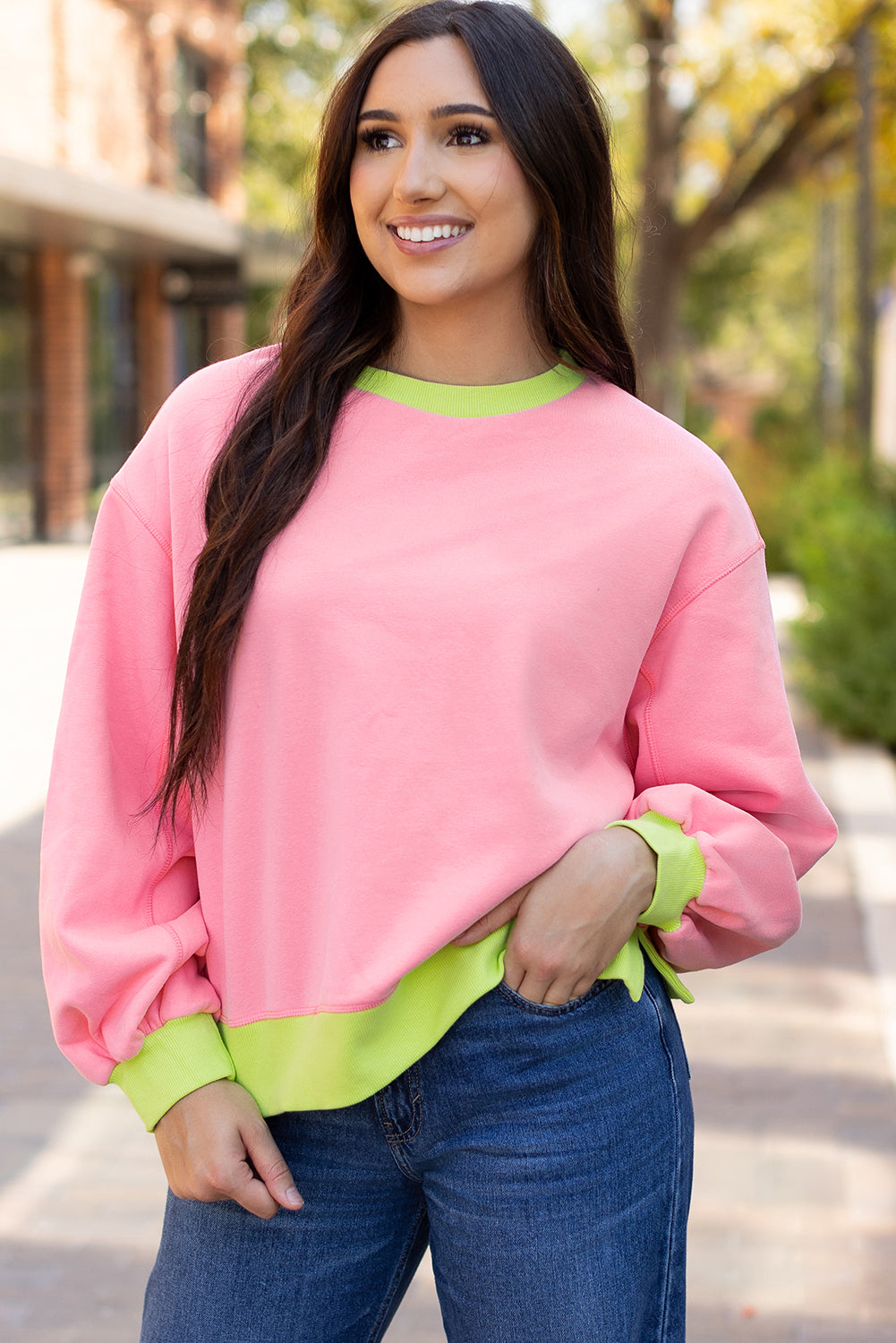 Royal or Pink - “Piper” Colorblock Sweatshirt