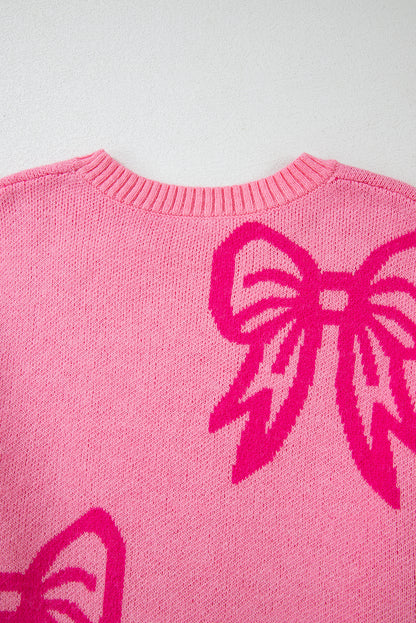 Pink Bow Loose Sweater