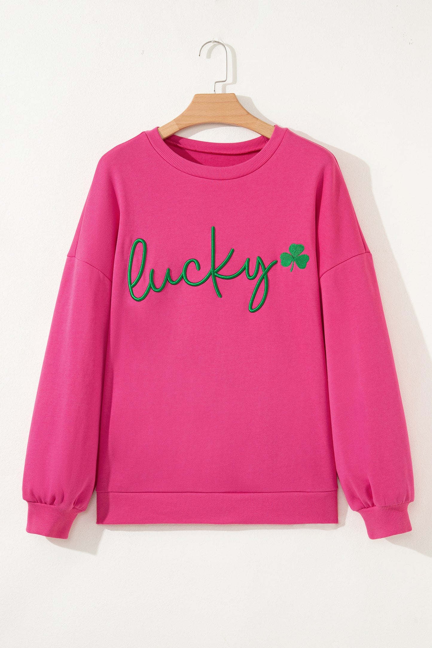 Lucky Embroidered Loose Pullover Sweatshirt