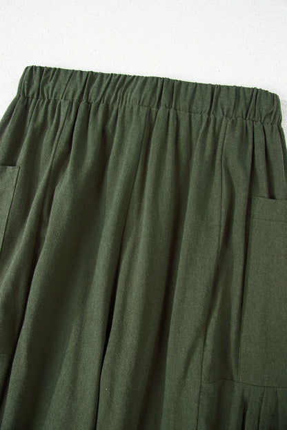 Olive or Black- Barrel Leg Casual Pants