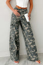 3 Color Options - Camo Denim Cargo Wide Leg Pants