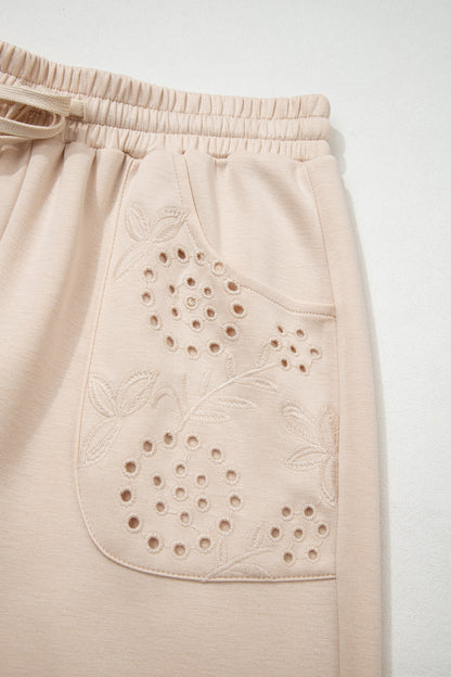 Eyelet Patched Pockets Pants