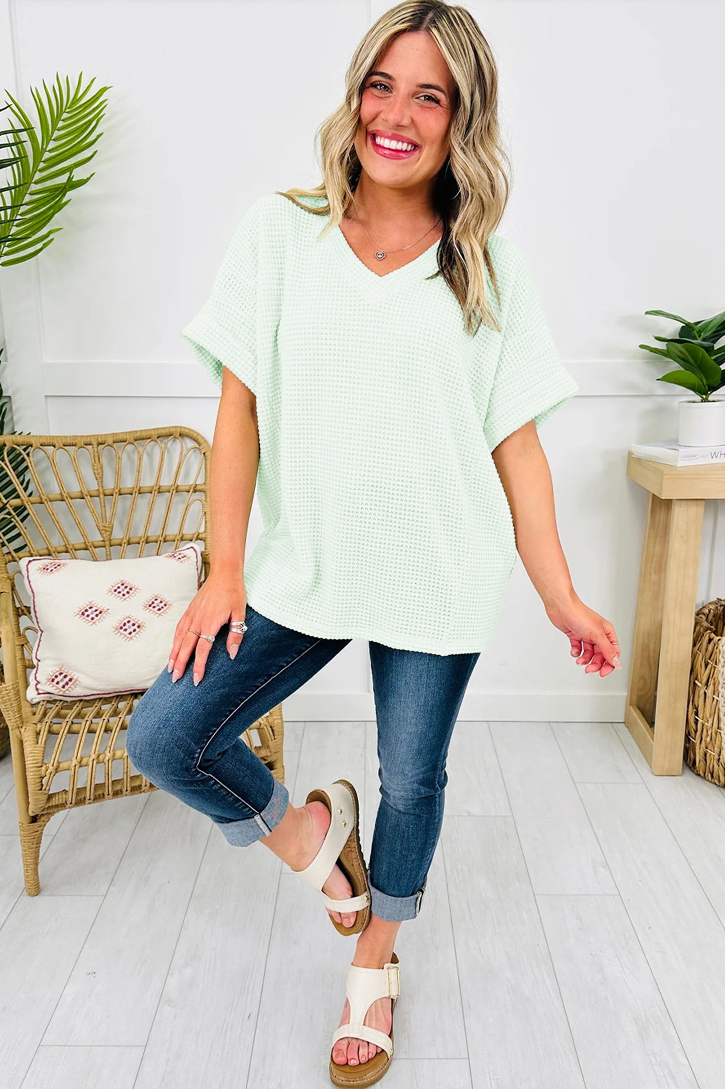 Mint Or Lavender - Waffle Knit Top
