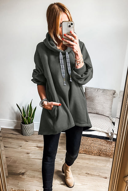 Blue or Grey - Fleece Lined Tunic Hoodie