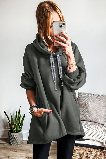 Blue or Grey - Fleece Lined Tunic Hoodie