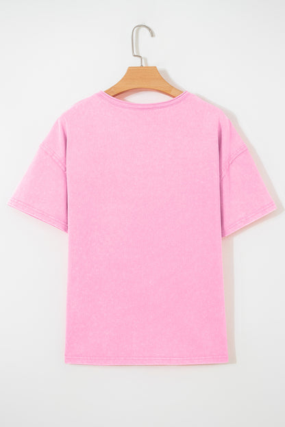 Sachet Pink Cotton Mineral Wash T Shirt