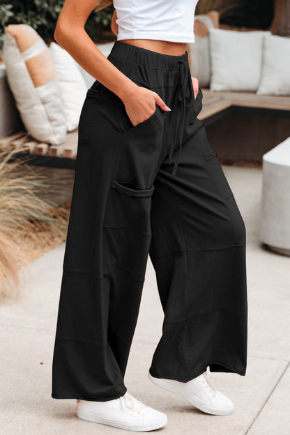 Black, Smoke Grey, Pink or Mint - Mineral Wash Wide Leg Cargo Pants